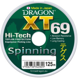 Żyłka Dragon Xt69 PRO SPINNING/Made In Japan 125m 0,16mm/3,85kg szarozielona